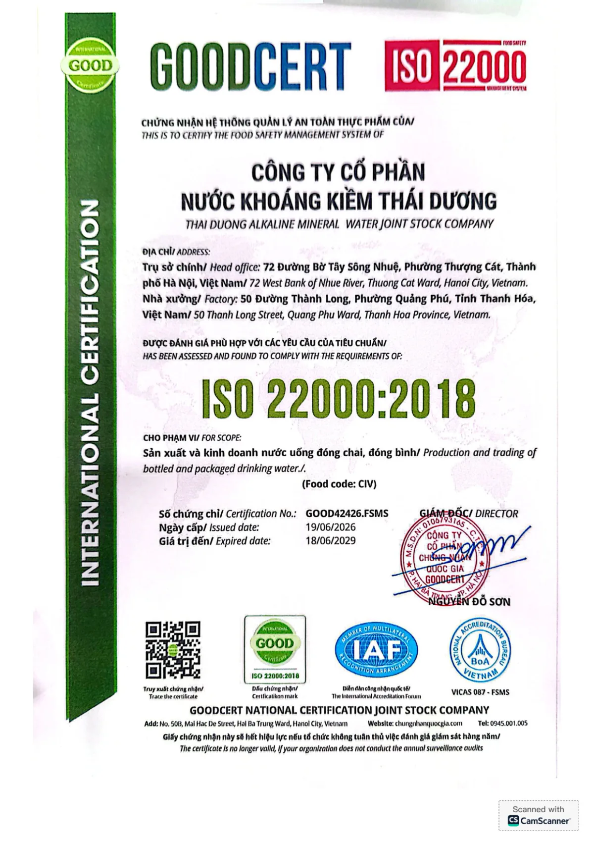 Chứng Nhận Hệ Thống Quản Lý An Toàn Thực Phẩm